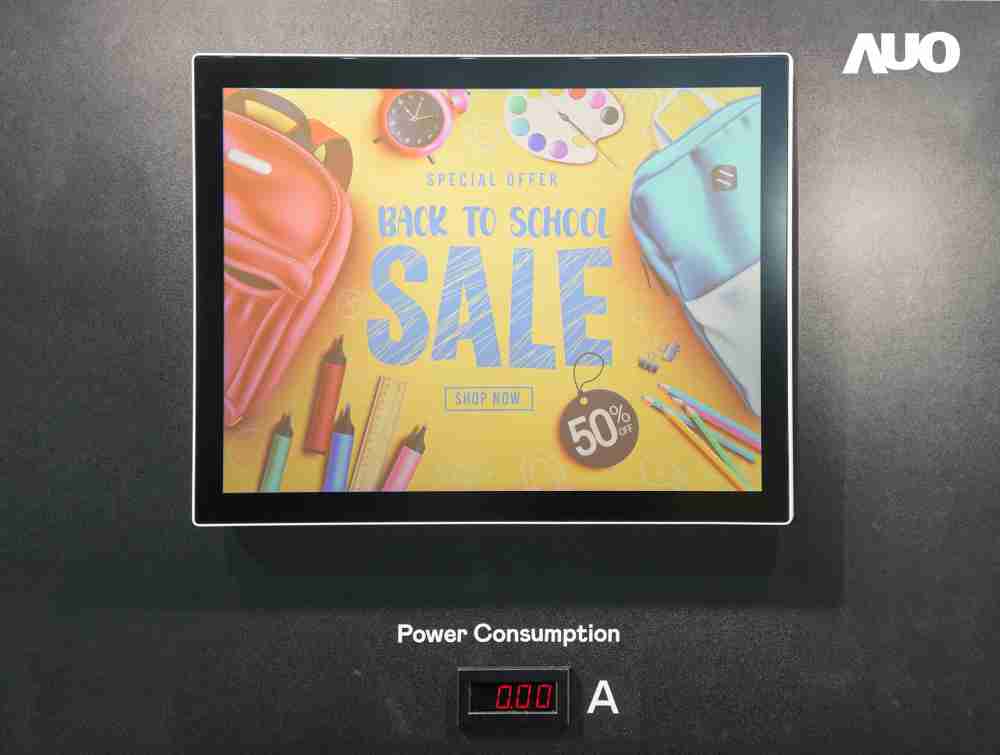 NG大舞台展示胆固醇液晶超低耗能户外全彩显示器，，ChLC（胆固醇液晶）以双稳态技术使静态显示零功耗，，具省电、、、高彩度、、、、环保的特性，，，还整合软硬件系统解决方案，，可透过单一云端平台管理